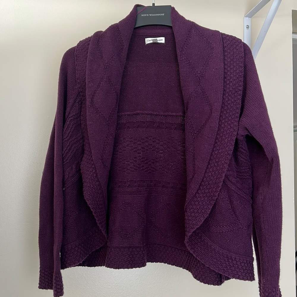 Eggplant cardigan by Croft & Barrow.